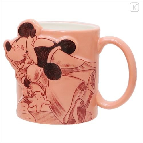 Japan Disney Ceramic Mug - Mickey & Minnie Sweet Kiss - 1