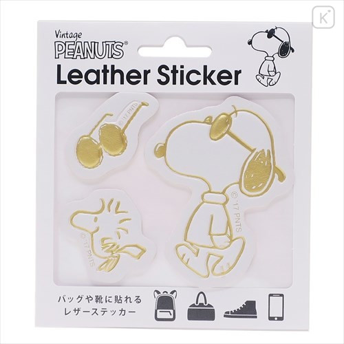 Japan Peanuts Leather Sticker - Snoopy Cool Gold - 1