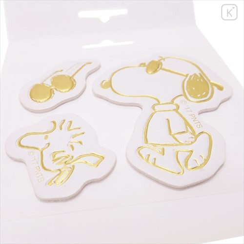 Japan Peanuts Leather Sticker - Snoopy Cool Gold - 2