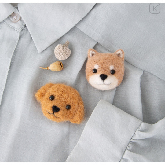 Japan Hamanaka Wool Needle Felting Kit - Shiba Dog Toy Poodle Dog Brooch - 1