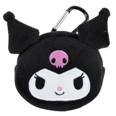 Japan Sanrio Mini Mascot Pouch Carabiner - Kuromi / Smile Face