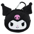 Japan Sanrio Mini Mascot Pouch Carabiner - Kuromi / Smile Face - 1