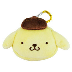 Japan Sanrio Mini Mascot Pouch Carabiner - Pompompurin / Smile Face