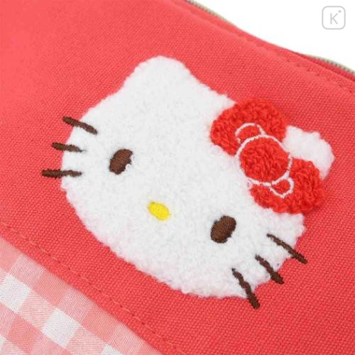 Japan Sanrio Embroidery Pouch - Hello Kitty : Gingham - 4