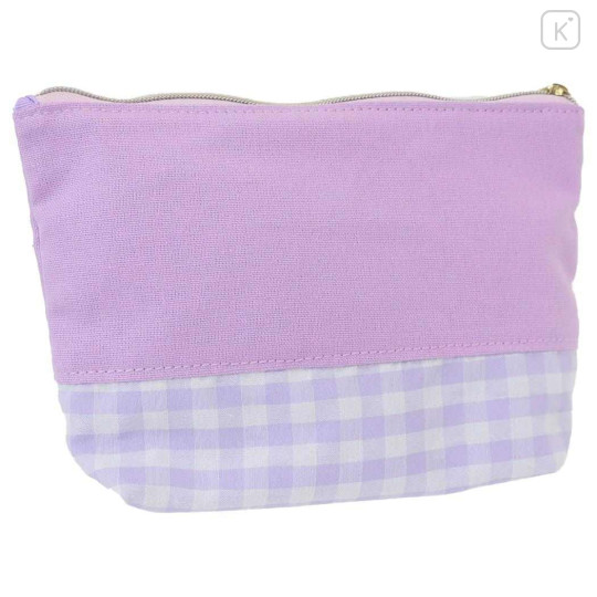 Japan Sanrio Embroidery Pouch - Kuromi / Gingham - 2