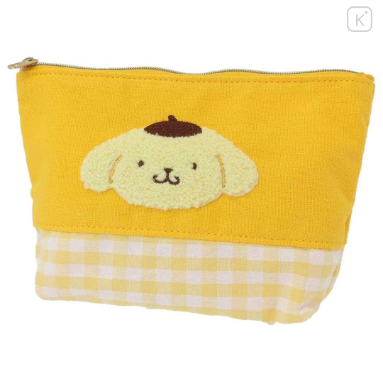 Japan Sanrio Embroidery Pouch - Pompompurin / Gingham - 1