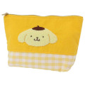 Japan Sanrio Embroidery Pouch - Pompompurin / Gingham - 1