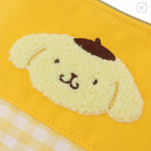 Japan Sanrio Embroidery Pouch - Pompompurin / Gingham - 4