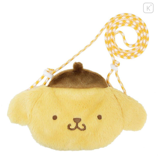 Japan Sanrio Face Pochette Shoulder Bag - Pompompurin / Fluffy - 1