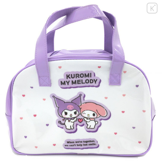 Japan Sanrio Vinyl Boston Bag - Kuromi & My Melody - 1