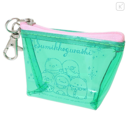 Japan San-X Clear Triangular Mini Pouch - Sumikko Gurashi / Little Angel Green - 1