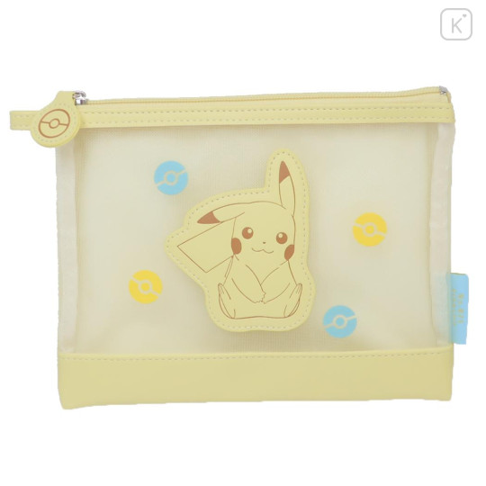 Japan Pokemon Flat Pouch - Pikachu / Mesh Pastel - 1