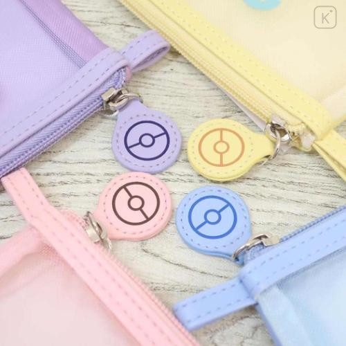 Japan Pokemon Flat Pouch - Pikachu / Mesh Pastel - 5