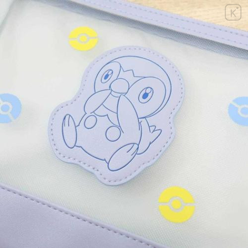 Japan Pokemon Flat Pouch - Piplup / Mesh Pastel - 4