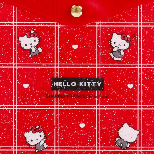 Japan Sanrio Original Clear Flat Folder - Hello Kitty / Glitter - 4