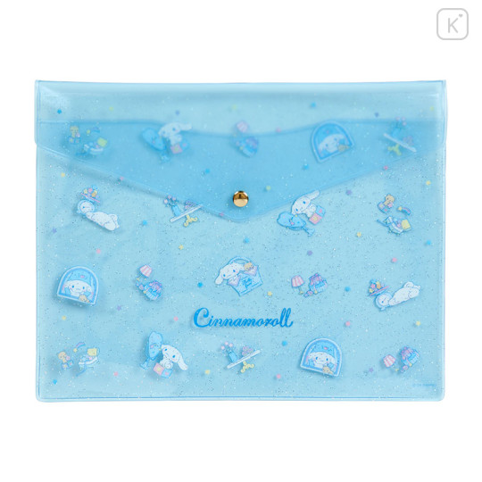 Japan Sanrio Original Clear Flat Folder - Cinnamoroll / Glitter - 1