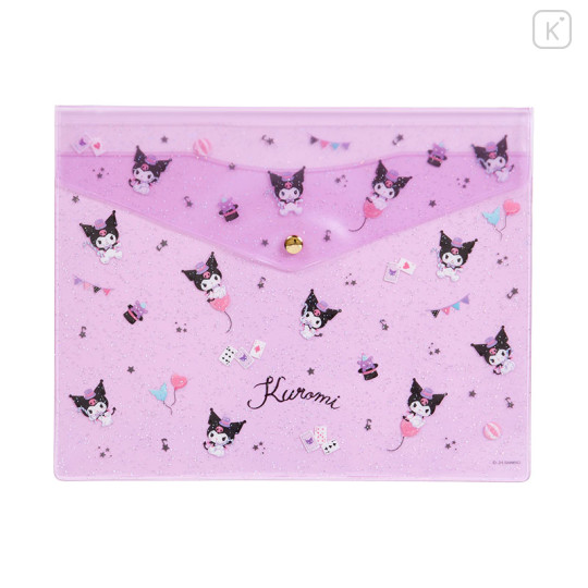 Japan Sanrio Original Clear Flat Folder - Kuromi / Glitter - 1