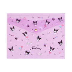 Japan Sanrio Original Clear Flat Folder - Kuromi / Glitter