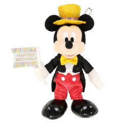 Japan Tokyo Disney Resort Plush Keychain & Badge - Mickey Mouse / Happiest Birthday