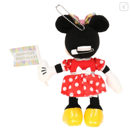 Japan Tokyo Disney Resort Plush Keychain & Badge - Minnie Mouse / Happiest Birthday - 2