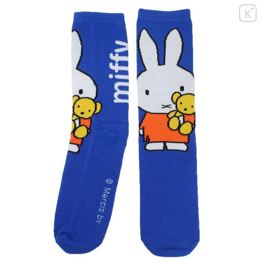 Japan Miffy Crew Socks - Holding Bear / Blue - 1