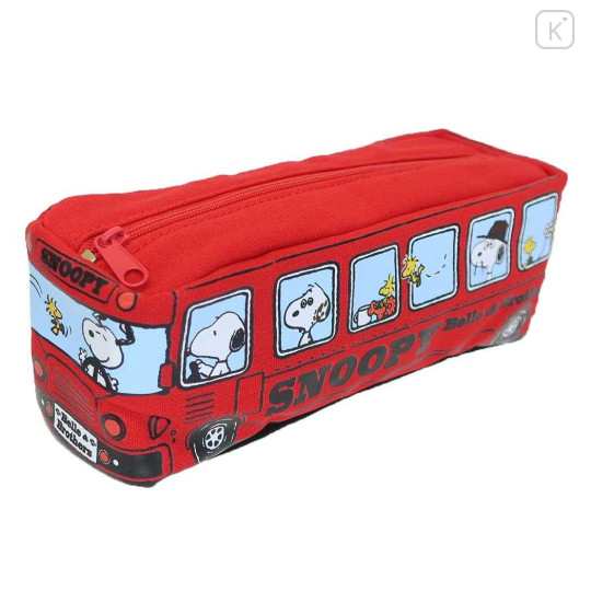 Japan Peanuts Fluffy Pen Case - Snoopy / School Bus Red Brothers - 1