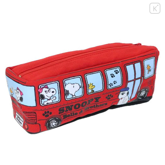 Japan Peanuts Fluffy Pen Case - Snoopy / School Bus Red Brothers - 2