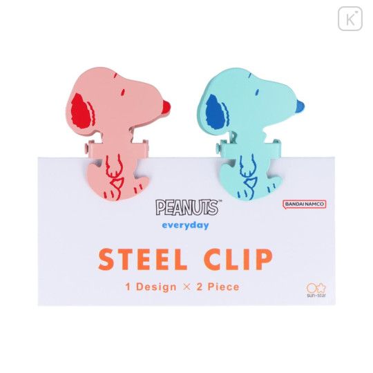 Japan Peanuts Steel Clip - Snoopy / Red & Blue Green - 1