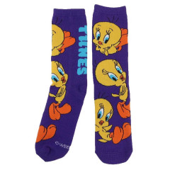 Japan Looney Tunes Crew Socks - Tweety / Purple