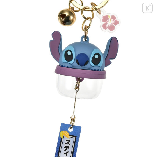 Japan Disney Store Wind Chime Key Chain With Bell - Stitch - 5