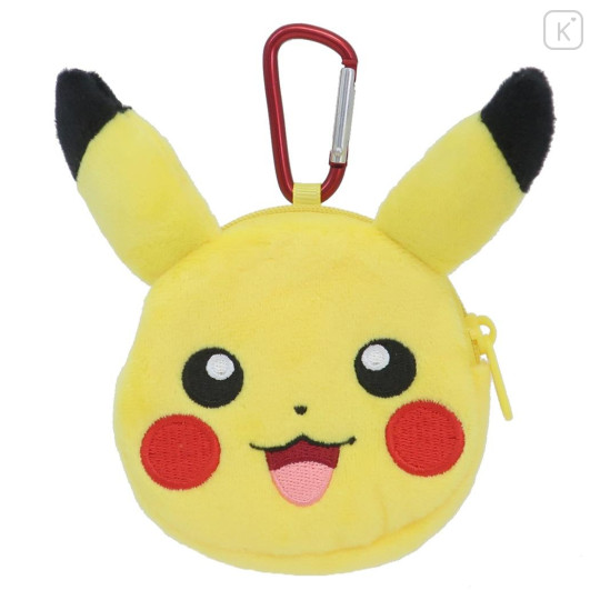 Japan Pokemon Plush Mini Pouch with Carabiner - Pikachu - 1