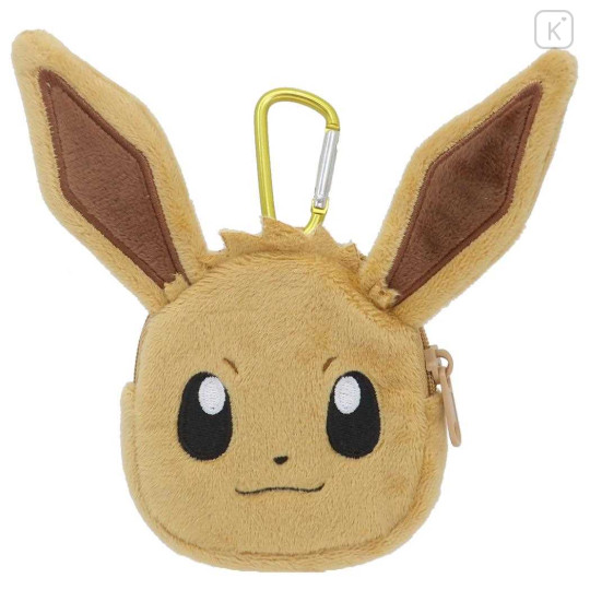 Japan Pokemon Plush Mini Pouch with Carabiner - Eevee - 1