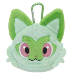 Japan Pokemon Plush Mini Pouch with Carabiner - Sprigatito