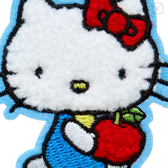 Japan Sanrio Fluffy Embroidery Sticker Patch - Hello Kitty / Apple - 3