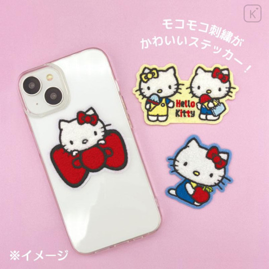 Japan Sanrio Fluffy Embroidery Sticker Patch - Hello Kitty / Apple - 5