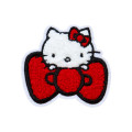 Japan Sanrio Fluffy Embroidery Sticker Patch - Hello Kitty / Ribbon - 2