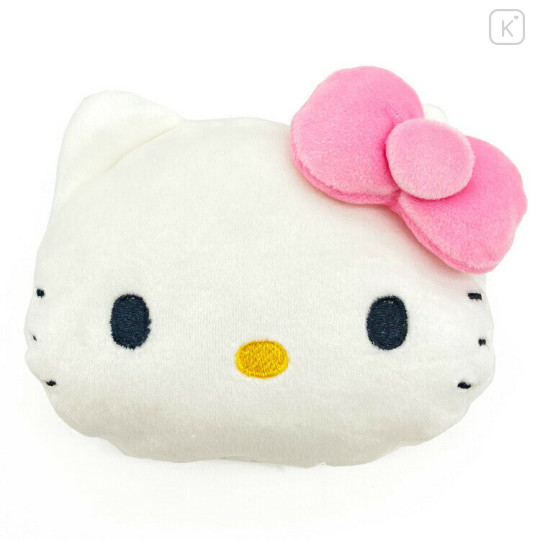 Japan Sanrio Fluffy Mini Pouch - Hello Kitty / Face - 1