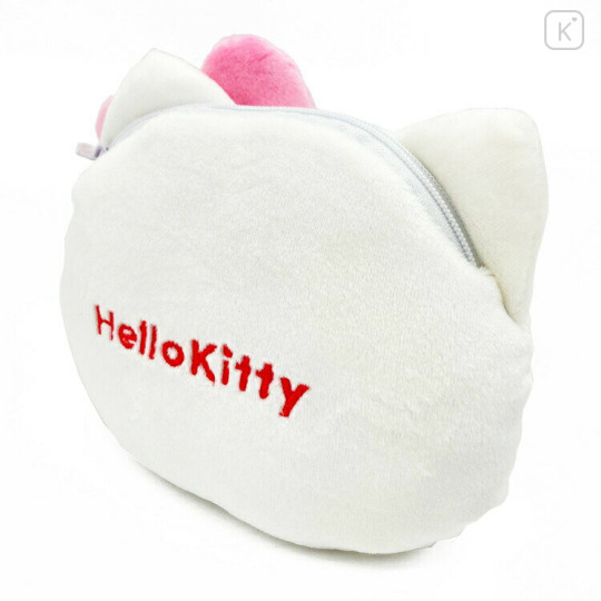 Japan Sanrio Fluffy Mini Pouch - Hello Kitty / Face - 2