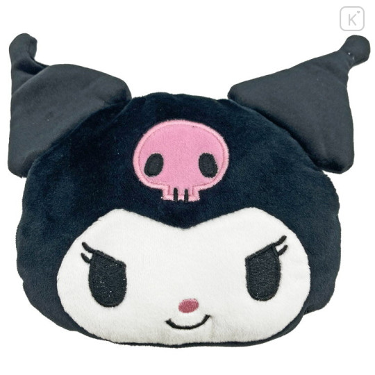 Japan Sanrio Fluffy Mini Pouch - Kuromi / Face - 1