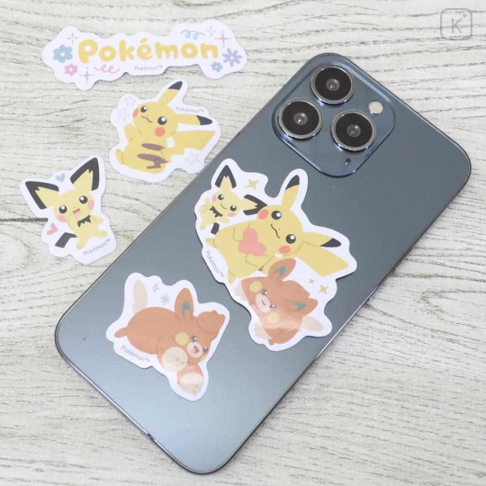 Japan Pokemon Vinyl Deco Sticker Set - Pikachu & Pichu & Pawmi - 2