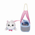 Japan Mofusand Mini Plush Toy - Cat & Carrier Bag / Grey White Blue - 5