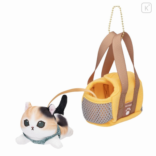 Japan Mofusand Mini Plush Toy - Cat & Carrier Bag / Calico Cat Yellow - 1