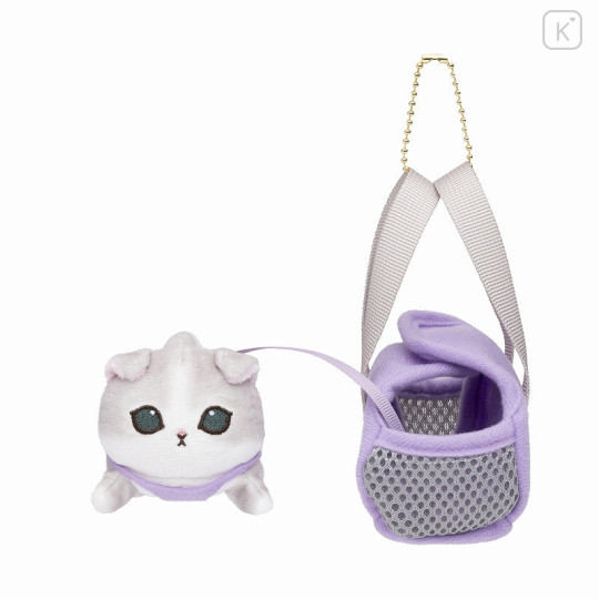 Japan Mofusand Mini Plush Toy - Cat & Carrier Bag / Grey White Purple - 5