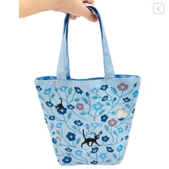 Japan Ghibli Mini Embroidery Tote Bag - Kiki's Delivery Service / Jiji Blue - 6