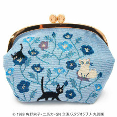 Japan Ghibli Embroidery Cosmetic Clasp Pouch - Kiki's Delivery Service / Jiji Blue