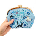 Japan Ghibli Embroidery Cosmetic Clasp Pouch - Kiki's Delivery Service / Jiji Blue - 6