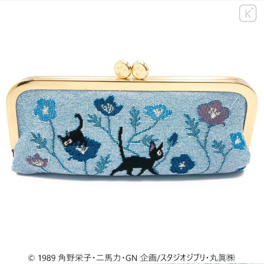 Japan Ghibli Embroidery Long Clasp Pouch - Kiki's Delivery Service / Jiji Blue - 1