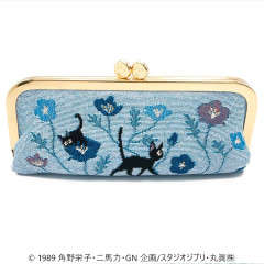 Japan Ghibli Embroidery Long Clasp Pouch - Kiki's Delivery Service / Jiji Blue