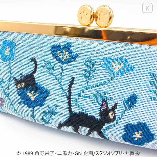 Japan Ghibli Embroidery Long Clasp Pouch - Kiki's Delivery Service / Jiji Blue - 4