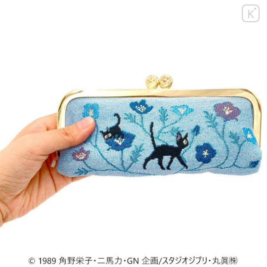 Japan Ghibli Embroidery Long Clasp Pouch - Kiki's Delivery Service / Jiji Blue - 6